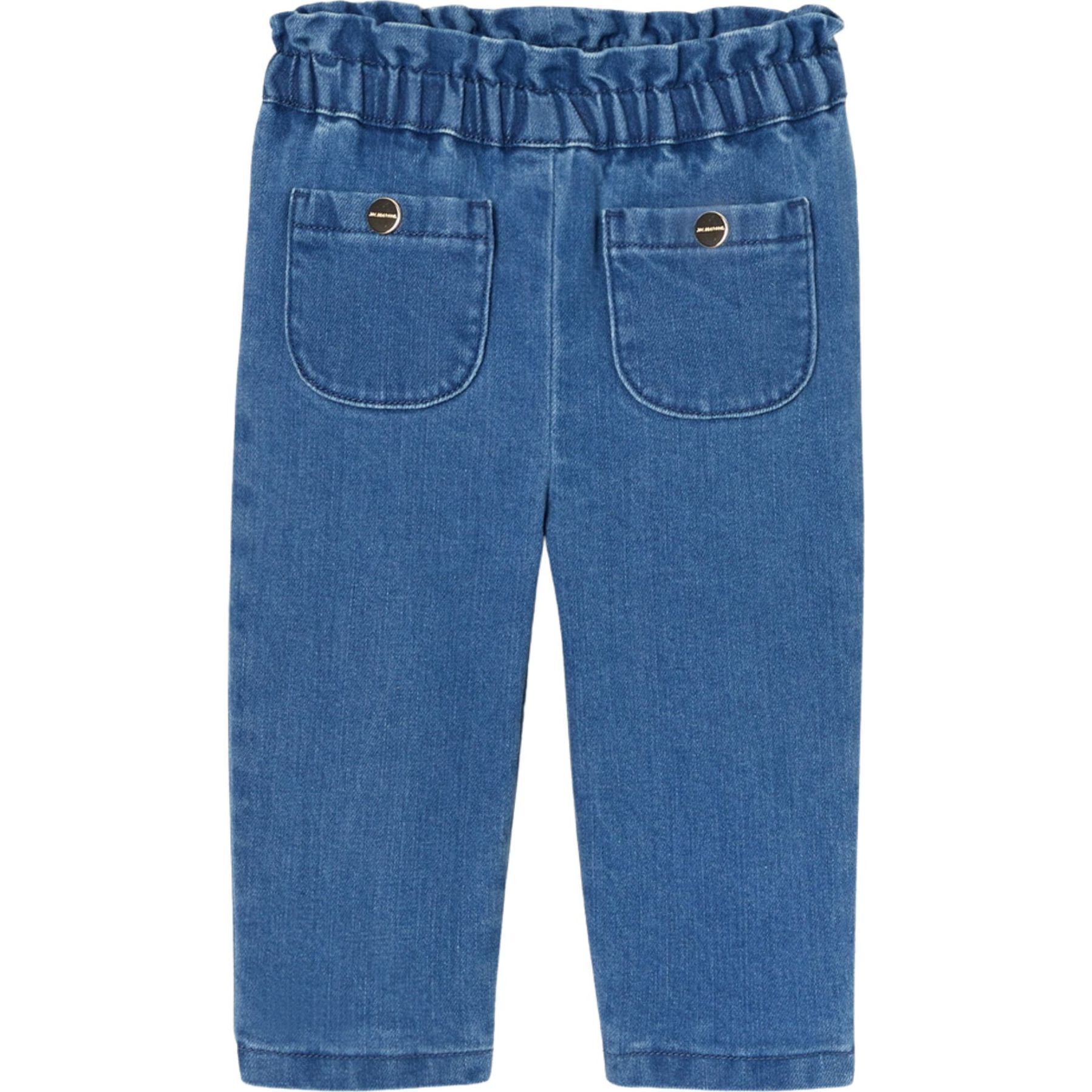 Baby Girl Paper Bag Jeans, Blue - Jeans - 1