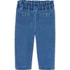Baby Girl Paper Bag Jeans, Blue - Jeans - 1 - thumbnail