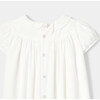 Baby Girl Smocked Velvet Dress withl Peter Pan Collar, Cream - Dresses - 4
