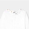 Baby Girl White Long Sleeve Bodysuit with Embroidered Poplin Collar - Bodysuits - 4