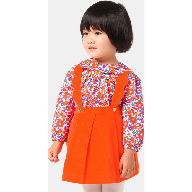Baby Girl Pinafore Dress, Orange - Dresses - 4