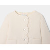 Baby Girl Scalloped Detailed Fleece Cardigan, Cream - Cardigans - 5