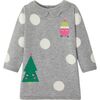 Baby Girl Joyful Polka Dot Knit Dress with Scalloped Collar, Grey - Dresses - 1 - thumbnail