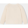 Baby Girl Garter Stitch Pom Pom Cardigan, Cream - Cardigans - 2