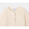 Baby Girl Garter Stitch Pom Pom Cardigan, Cream - Cardigans - 3