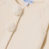 Baby Girl Garter Stitch Pom Pom Cardigan, Cream - Cardigans - 4