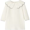 Baby Girl Cream Knit Dress with Scalloped Ruffle Collar - Dresses - 1 - thumbnail