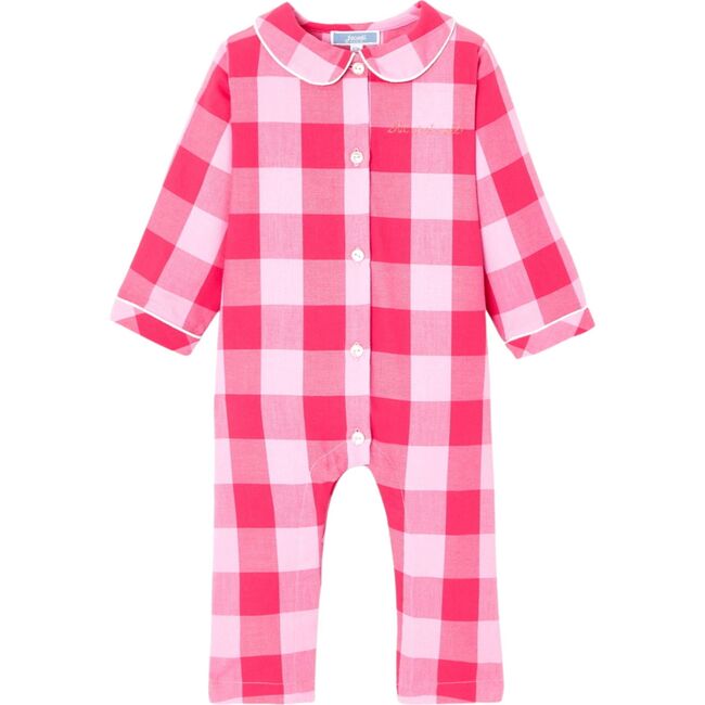 Baby Girl Checked Cotton Holiday Pajamas, Pink