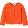 Baby Girl Garter Stitch Cardigan, Orange - Cardigans - 1 - thumbnail