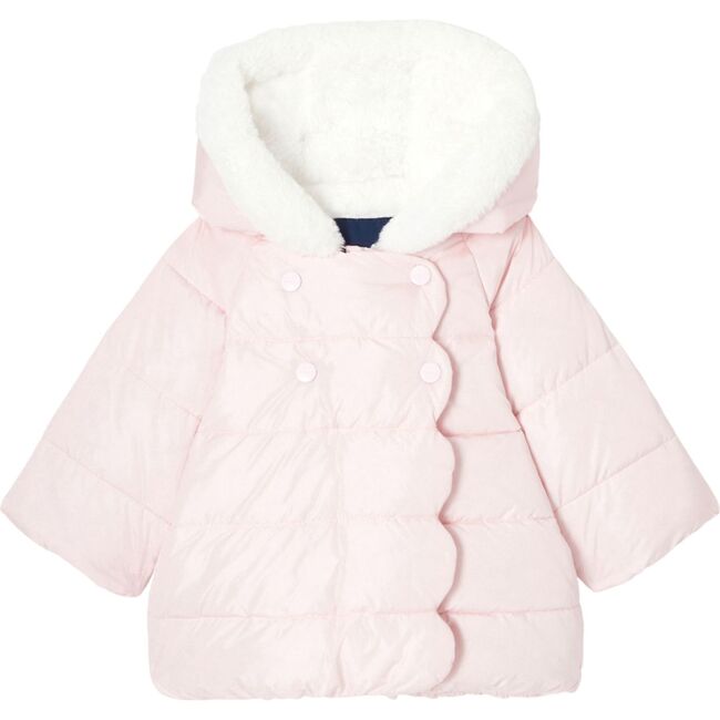 Baby Girl Faux Fur Lined Hooded Puffer Jacket, Pink