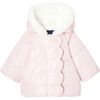 Baby Girl Faux Fur Lined Hooded Puffer Jacket, Pink - Coats - 1 - thumbnail