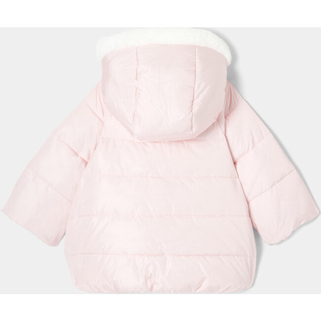 Baby Girl Faux Fur Lined Hooded Puffer Jacket, Pink - Coats - 2