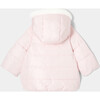 Baby Girl Faux Fur Lined Hooded Puffer Jacket, Pink - Coats - 2