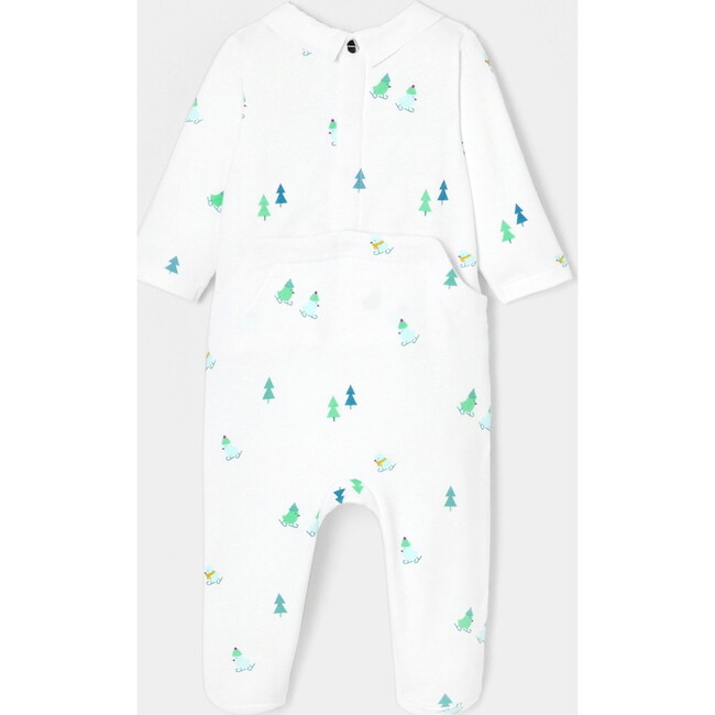 Baby Boy Modern Winter Print Velvet Pajamas, White - Pajamas - 2