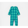 Baby Boy Checked Cotton Holiday Pajamas, Blue and Green - Pajamas - 2