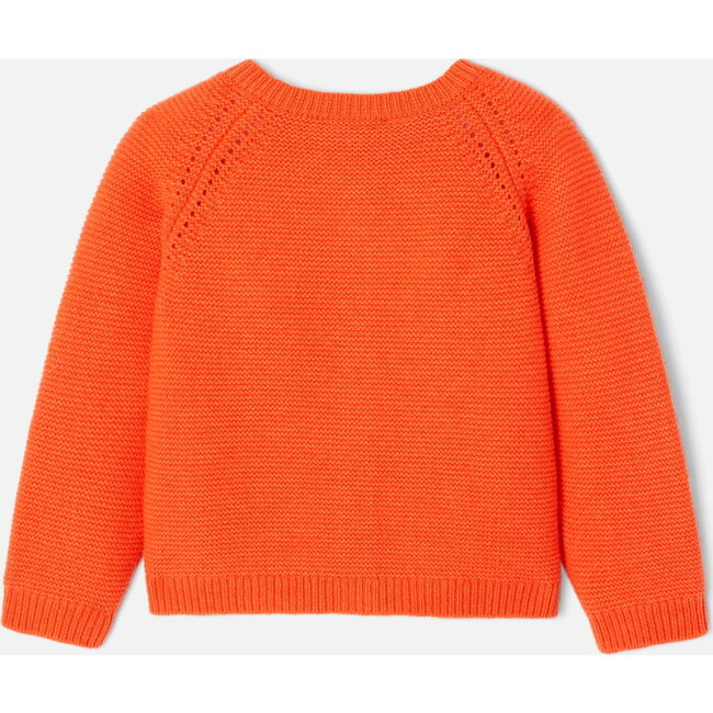 Baby Girl Garter Stitch Cardigan, Orange - Cardigans - 3