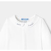 Baby Boy Long Sleeve Bodysuit with Hand Embroidered Poplin Collar, White - Bodysuits - 3