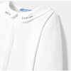 Baby Boy Long Sleeve Bodysuit with Hand Embroidered Poplin Collar, White - Bodysuits - 4