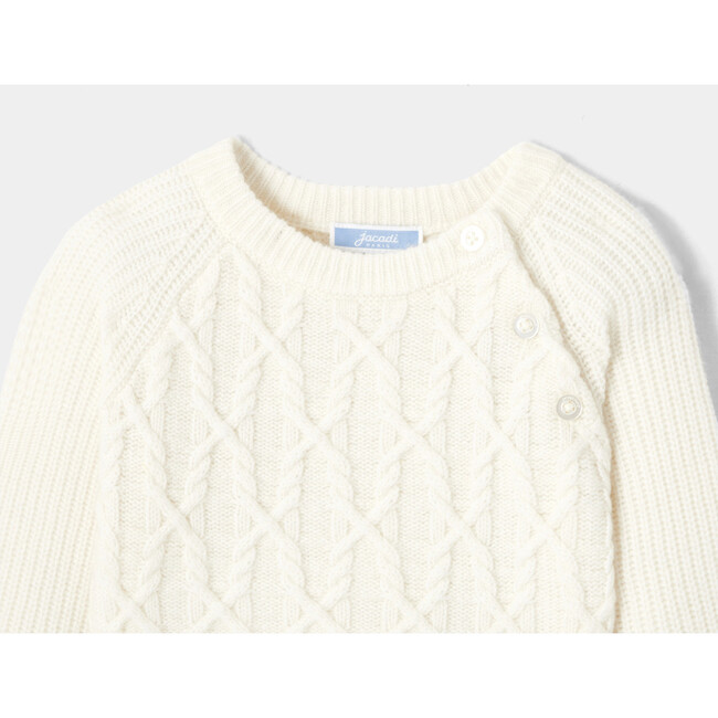 Baby Cable Knit Wool and Cashmere Sweater, Cream - Sweaters - 3