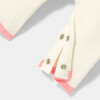 Baby Girl Garter Stitch Pink Trim Jumpsuit, Cream - Bodysuits - 5