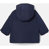 Baby Boy Faux Fur Lined Nylon Hooded Coat, Navy - Coats - 2