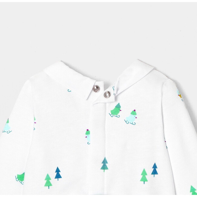 Baby Boy Modern Winter Print Velvet Pajamas, White - Pajamas - 4