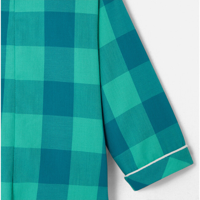 Baby Boy Checked Cotton Holiday Pajamas, Blue and Green - Pajamas - 4