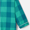 Baby Boy Checked Cotton Holiday Pajamas, Blue and Green - Pajamas - 4