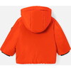 Baby Boy Nylon Hooded Jacket, Orange - Coats - 3