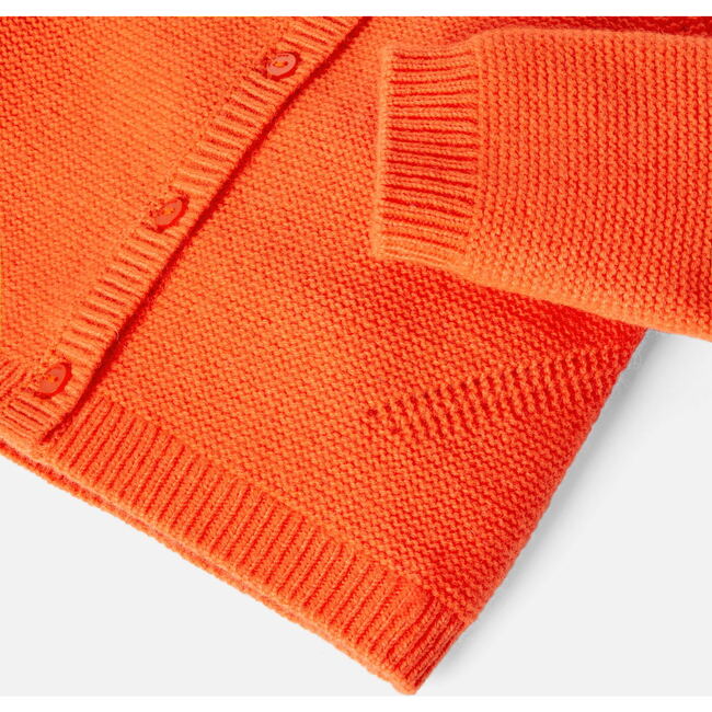Baby Girl Garter Stitch Cardigan, Orange - Cardigans - 5