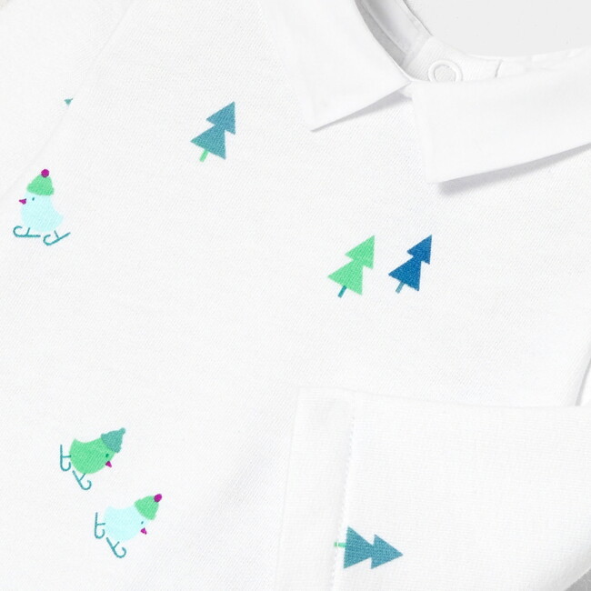 Baby Boy Modern Winter Print Velvet Pajamas, White - Pajamas - 5
