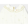 Baby Fancy Gold Patterned Holiday Velvet Pajamas, Cream - Pajamas - 4