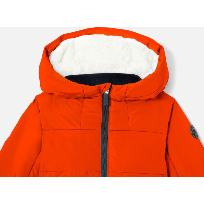 Baby Boy Nylon Hooded Jacket, Orange - Coats - 5