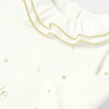 Baby Fancy Gold Patterned Holiday Velvet Pajamas, Cream - Pajamas - 5