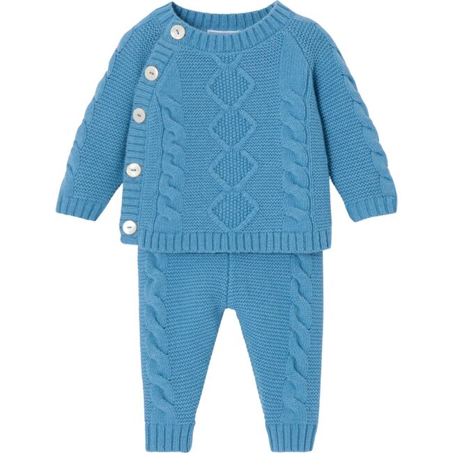 Baby Boy Cable Knit Sweater Set, Blue