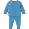 Baby Boy Cable Knit Sweater Set, Blue - Mixed Apparel Set - 1 - thumbnail