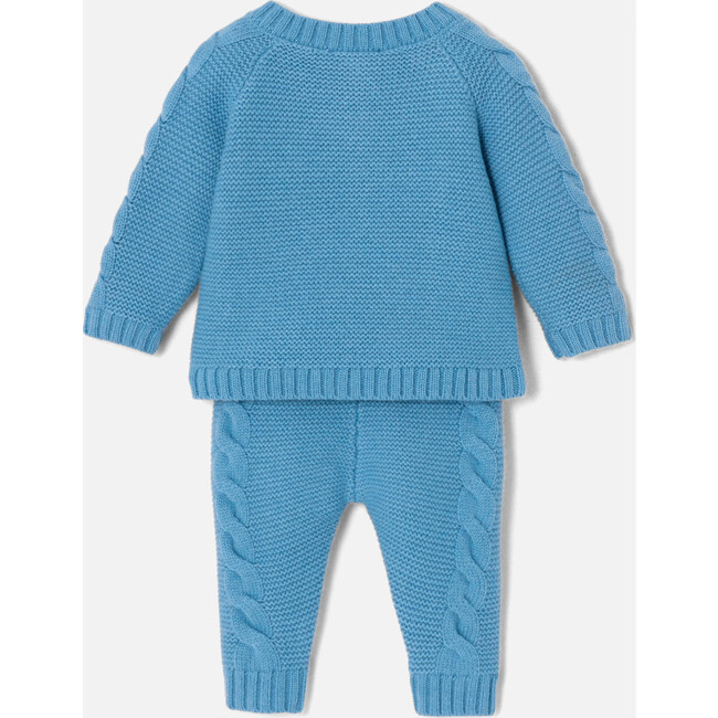Baby Boy Cable Knit Sweater Set, Blue - Mixed Apparel Set - 2