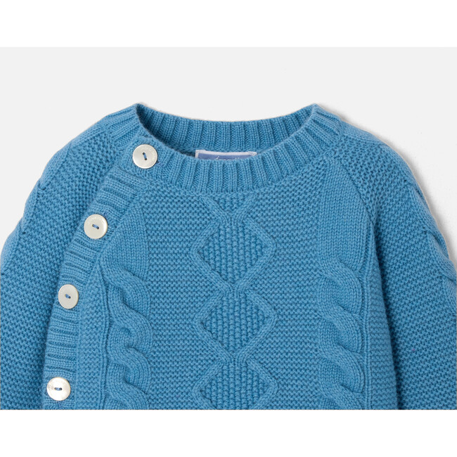 Baby Boy Cable Knit Sweater Set, Blue - Mixed Apparel Set - 3