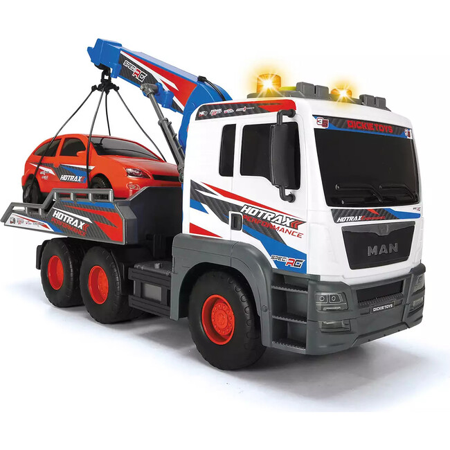 Giant 22" Tow Truck Toy Vehicle w/ Free-Wheel Motorized Crane Arm + 1 Car