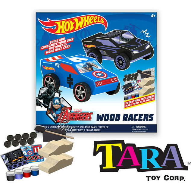 Hot Wheels Wood Car Racers Craft Kit - Marvel Advengers Black Panther & Captain America - Activities - 4