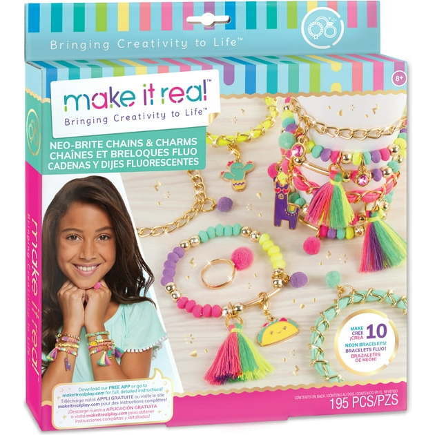 Neo-Brite Chains & Charms Kit: Create 10 Unique Cord & Tassel Charm Bracelets