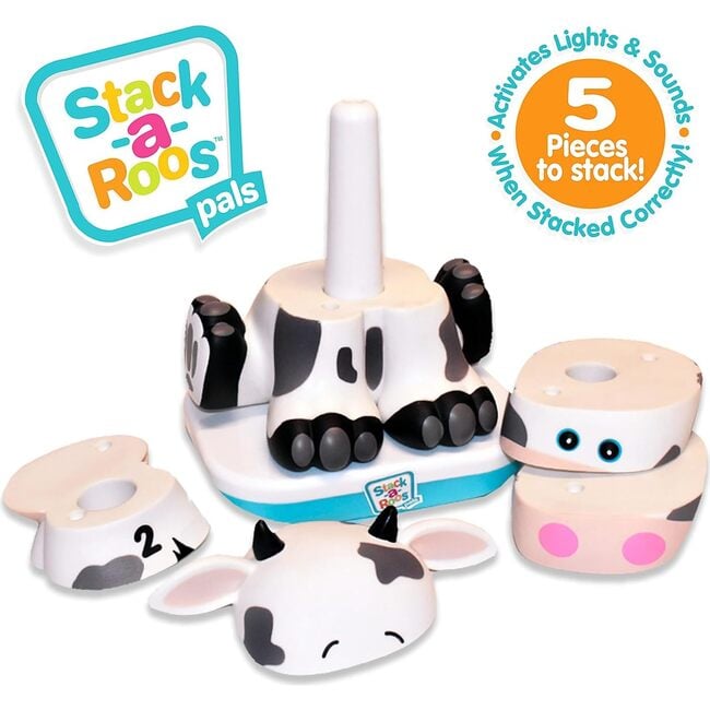 Stack-a-Roos Pals Nesting Stacking Baby Toy w/ Lights & Sounds: Baby Cow - Developmental Toys - 4