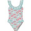 One-Piece Swimsuit, Aqua & Pink - One Pieces - 1 - thumbnail