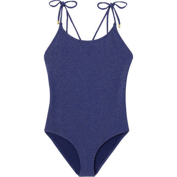 Bahamas One-Piece Sparkle Lurex Swimsuit, Navy Blue & Gold