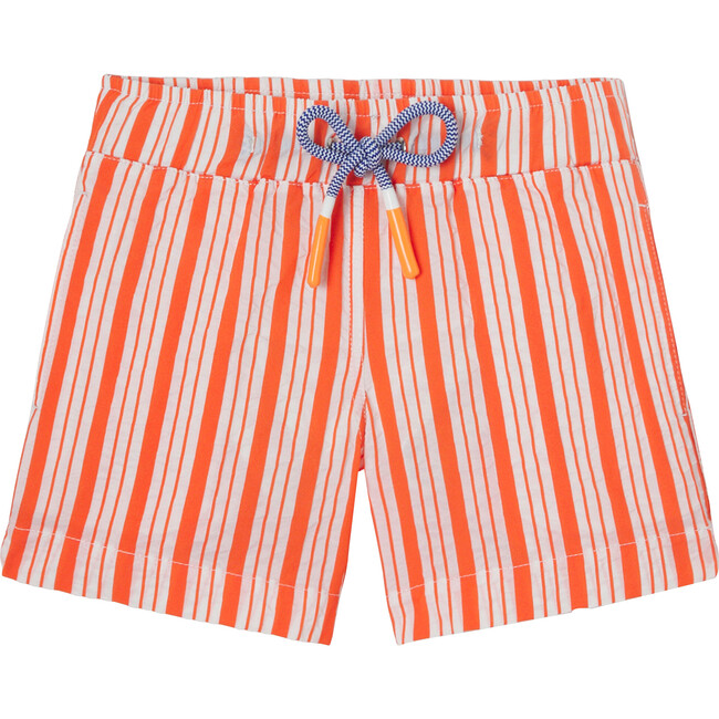 Striped Swim Trunks, Orange & White