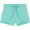 Lurex Drawstring Shorts, Aqua - Shorts - 1 - thumbnail