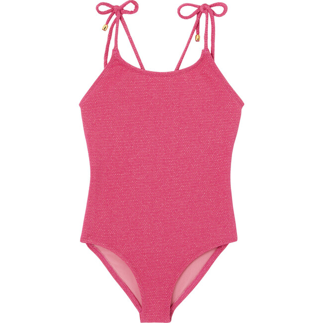 Bahamas One-Piece Glittery Lurex Swimsuit, Raspberry