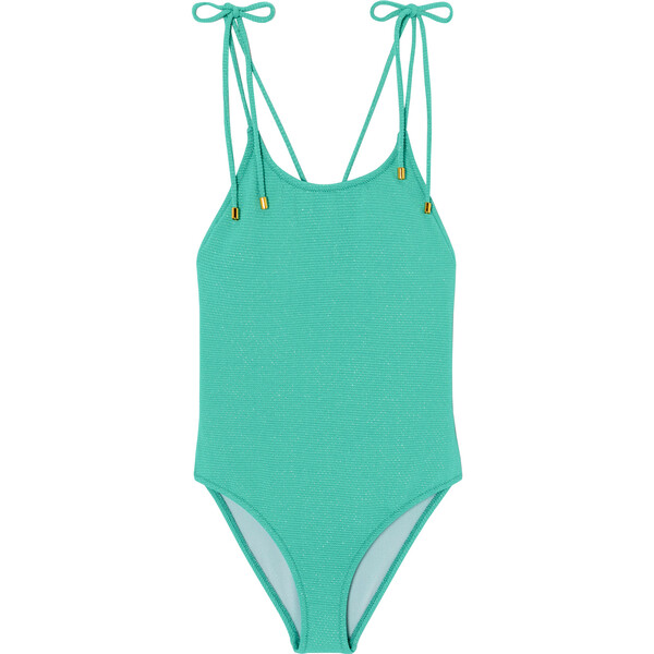 Bahamas One-Piece Glittery Lurex Swimsuit, Aqua - Lison Paris Swim ...