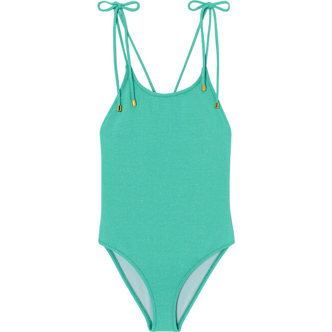 Bahamas One-Piece Glittery Lurex Swimsuit, Aqua