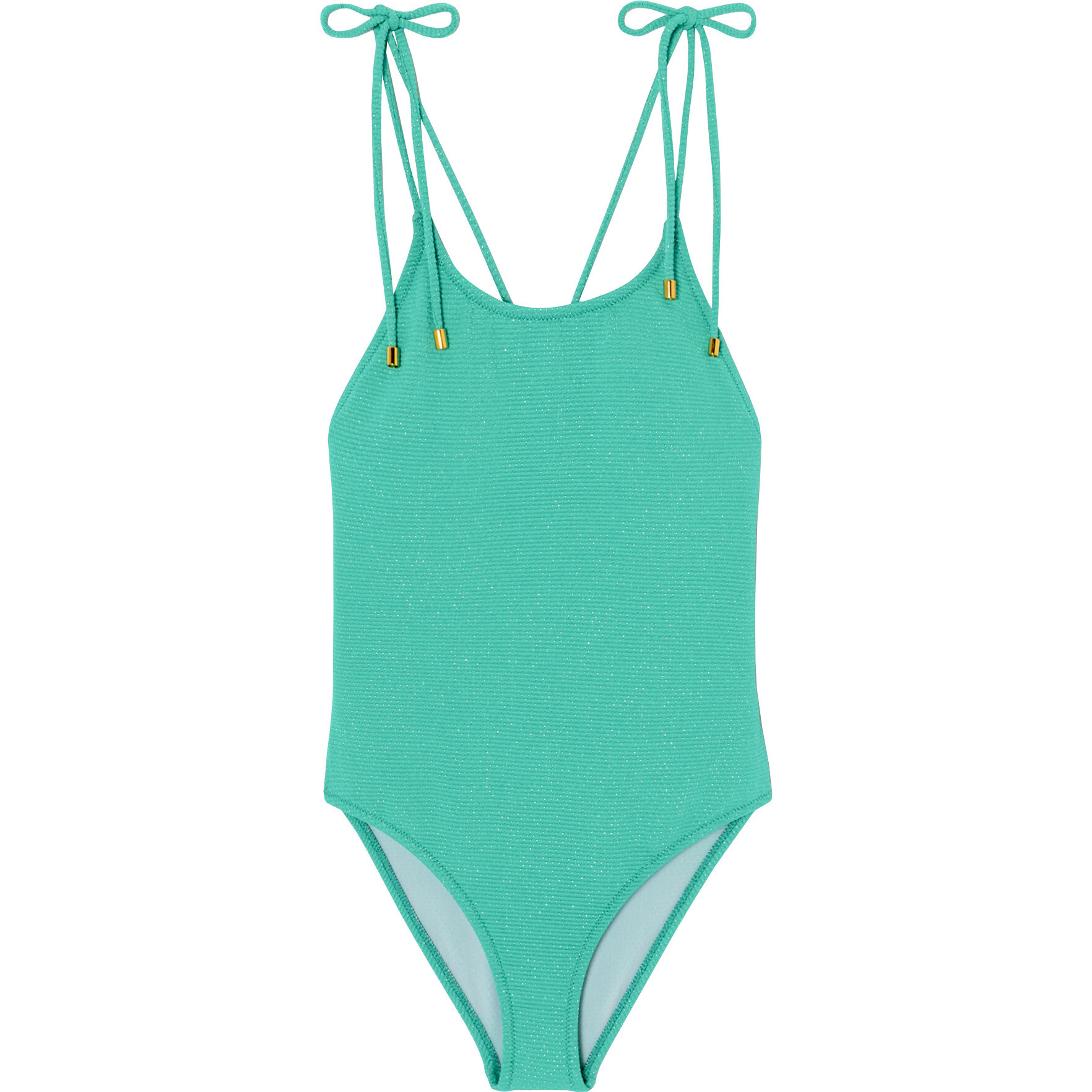 Bahamas One-Piece Glittery Lurex Swimsuit, Aqua - One Pieces - 1